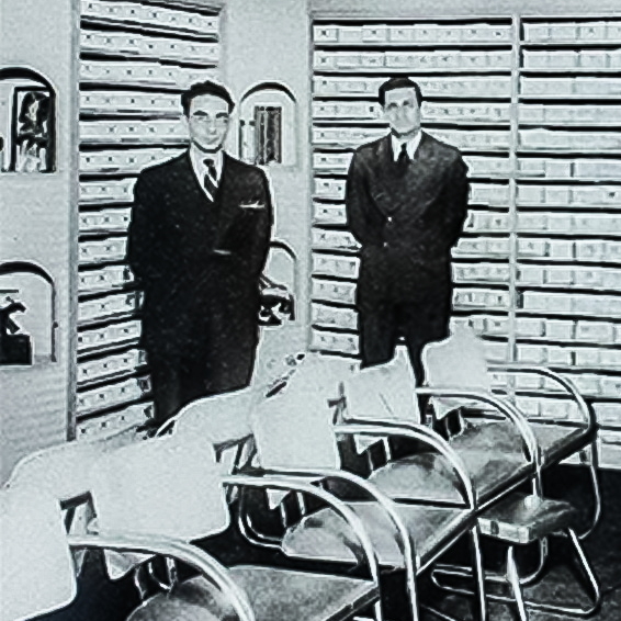 Founders of Karavel, Bob and Irving standing inside the store.