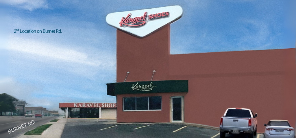 Exterior view of the Karavel Shoes store on Burnet Lane.