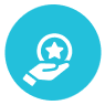 hand holding a token on a blue background.