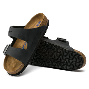 Women's Arizona Soft Footbed Black Oiled Leather - Birkenstock - Karavel Shoes - karavelshoes.com