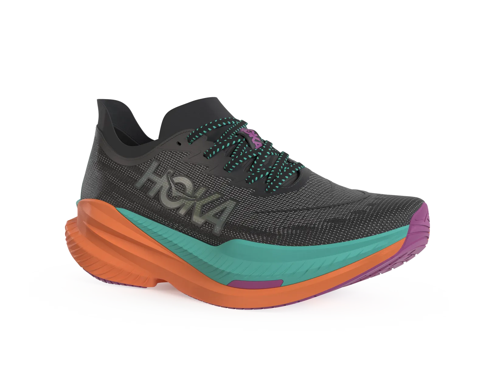 Hoka Men's Mach X 2 Black / Electric Aqua